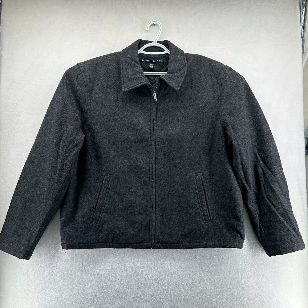 Tommy Hilfiger Mens Peacoat Gray Wool Blend Zip Front Quilted Liner Size XXL